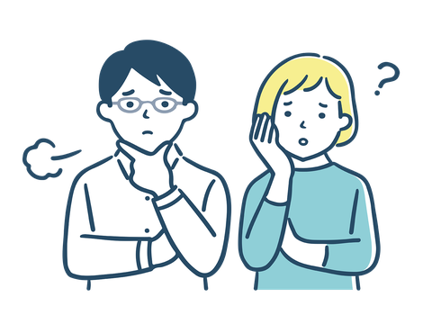 不安そうな男女のイラスト